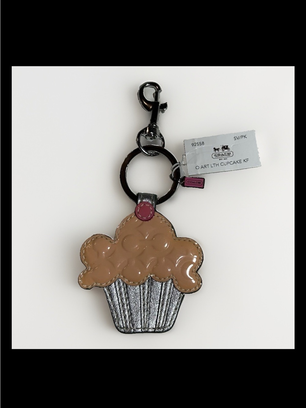 Coach Pink Frosted Op-Art Cupcake Bag Charm, 2008-Style: (#92558) Limited Ed.